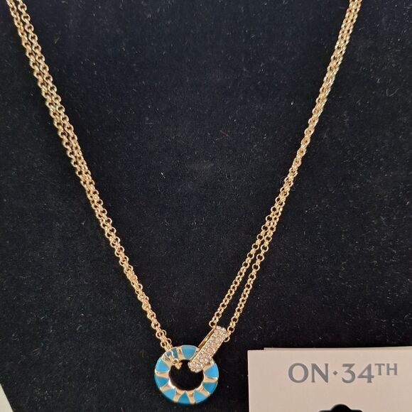 🎁Elegant Gold and Blue Pendant Necklace, ON 34TH - Picture 3 of 7